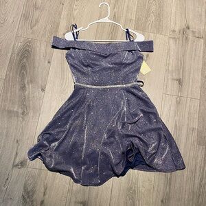 NWT Aspeed USA Sparkle Off-Shoulder Party Dress with Rhinestone Waist,size M